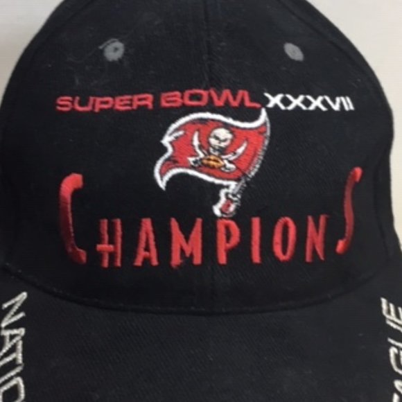 NFL Buccaneers Super Bowl XXXVII Champions Baseball Cap Hat Black - Picture 3 of 11